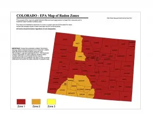 Radon Zone Map of Colorado